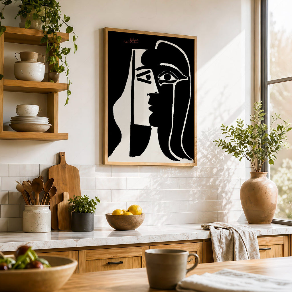 Pablo Picasso Two Faces Art Print – Black White Modern Wall Decor