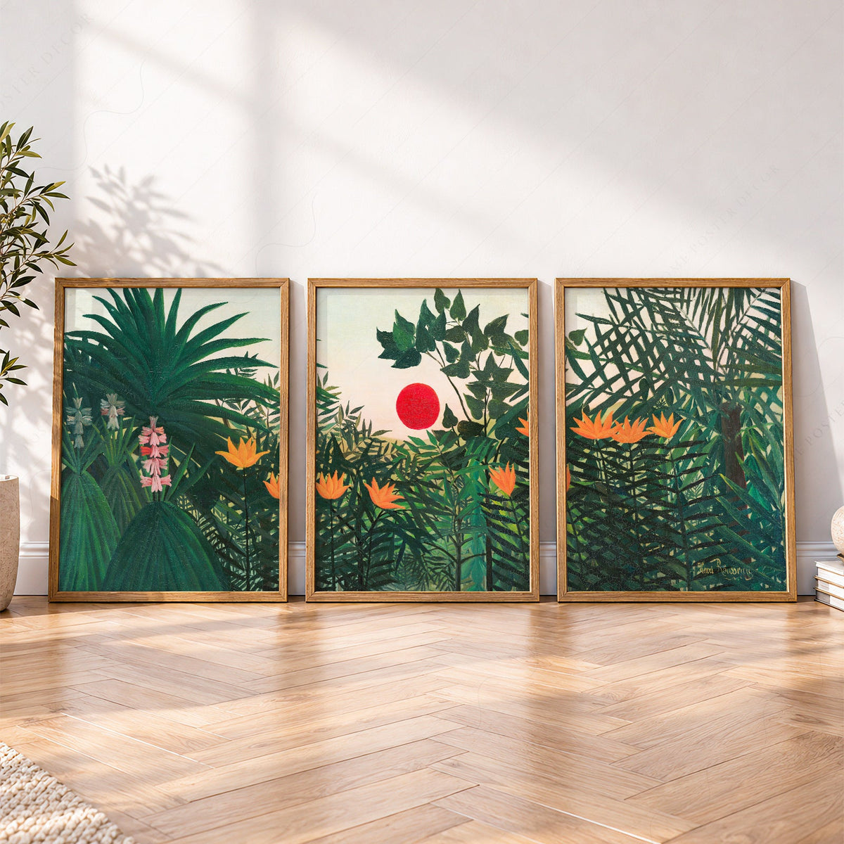 Henri Rousseau Jungle Set of 3 Prints – Tropical Forest Wall Art Decor