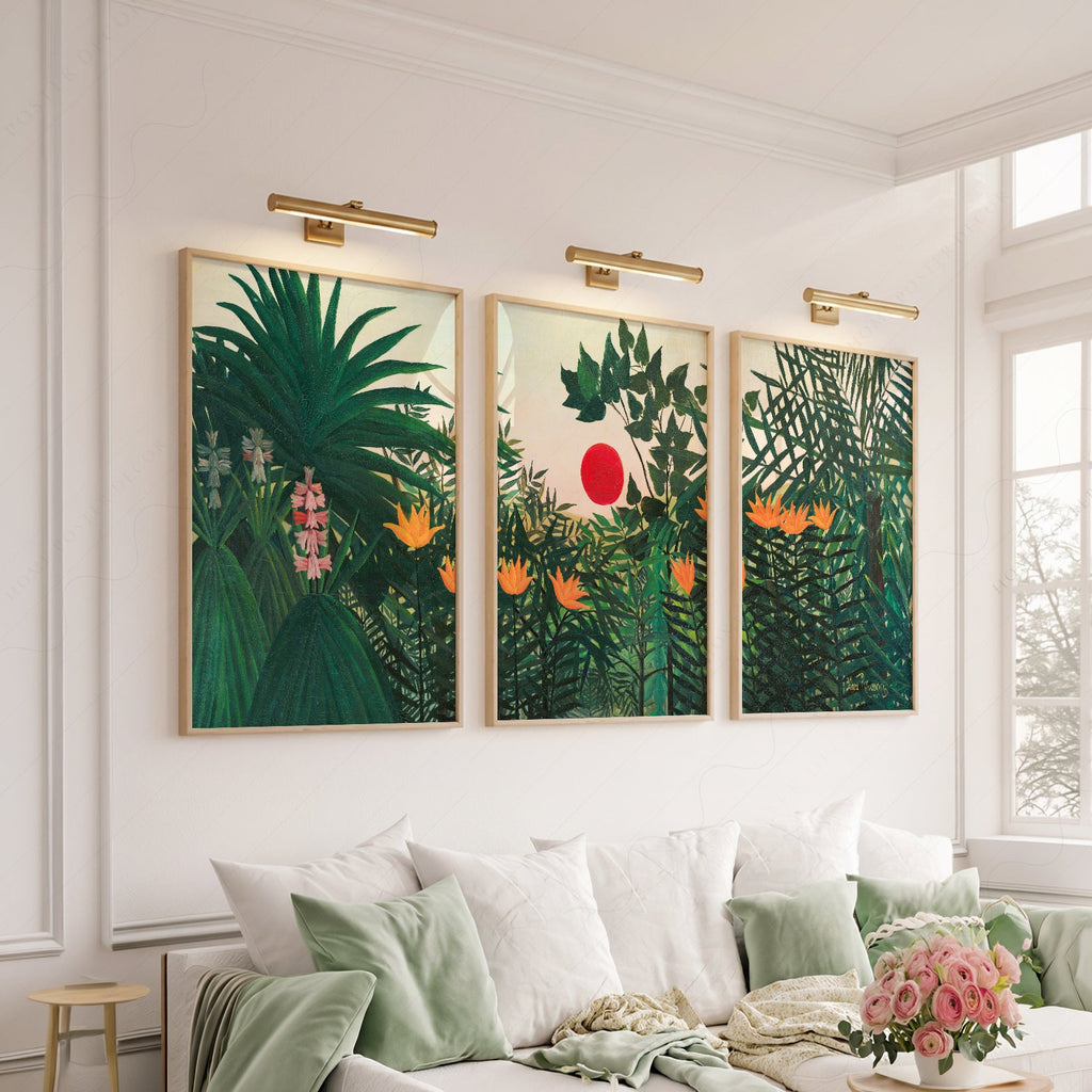 Henri Rousseau Jungle Set of 3 Prints – Tropical Forest Wall Art Decor