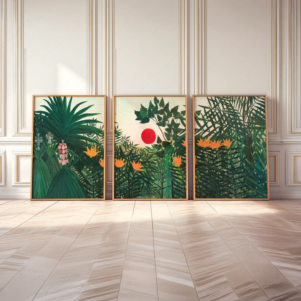 Henri Rousseau Jungle Set of 3 Prints – Tropical Forest Wall Art Decor