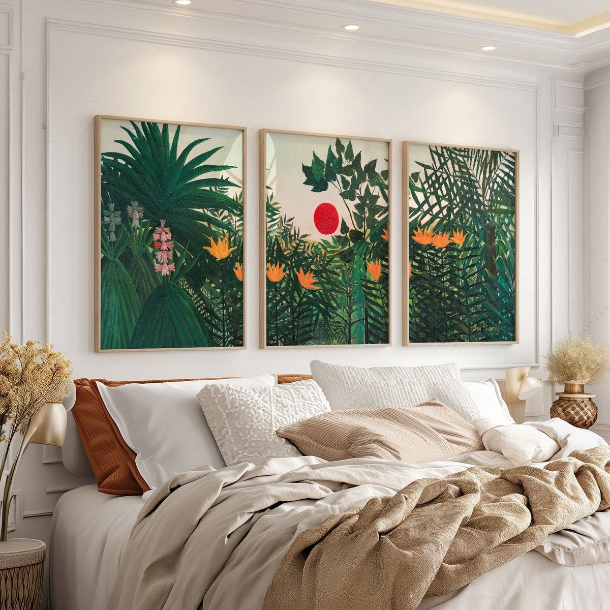 Henri Rousseau Jungle Set of 3 Prints – Tropical Forest Wall Art Decor