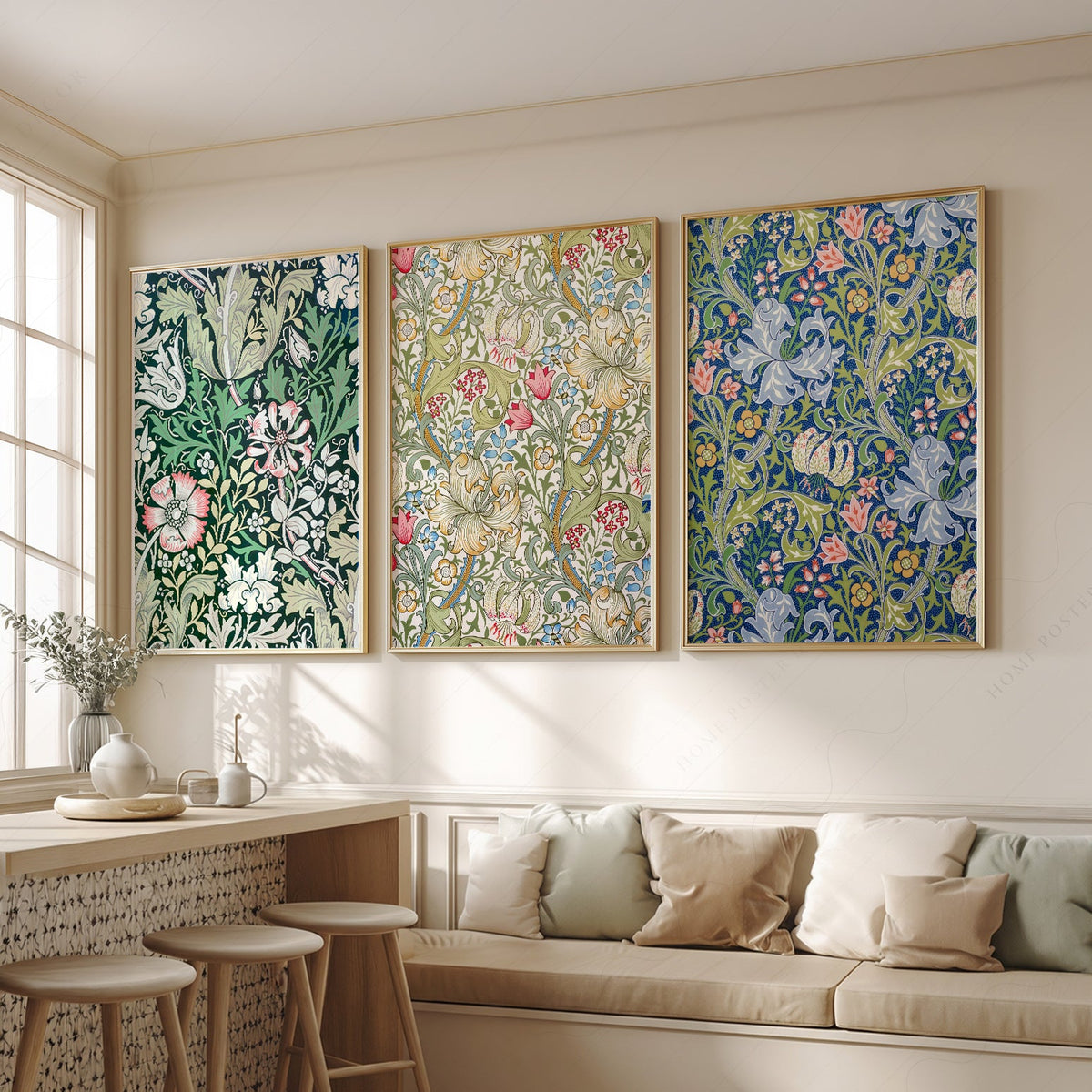 Ensemble de 3 impressions William Morris – Affiches murales botaniques style galerie