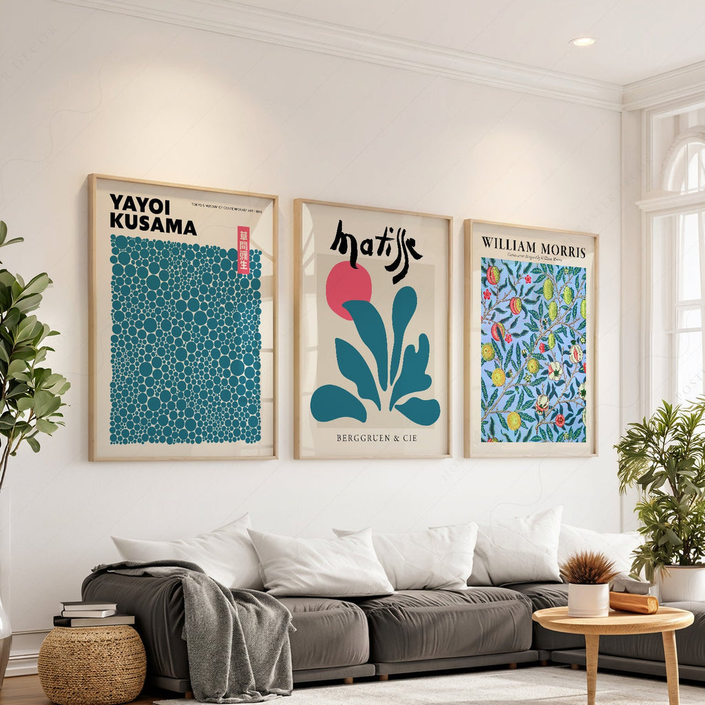 Kusama Matisse William Morris, ensemble de 3 imprimés – Art mural galerie éclectique