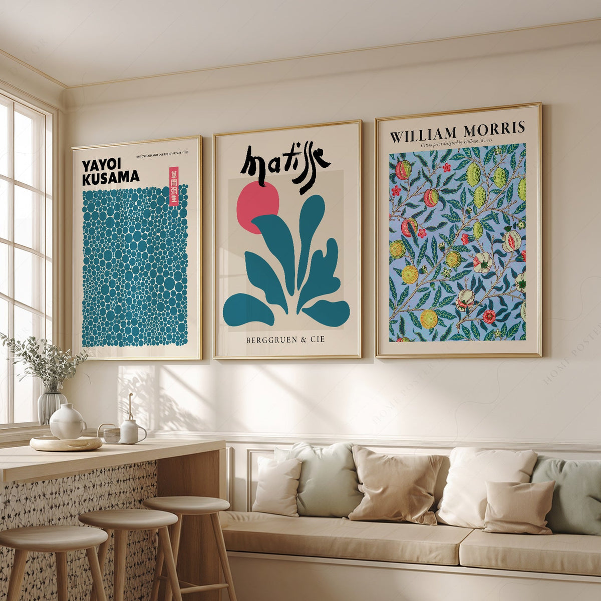 Kusama Matisse William Morris, ensemble de 3 imprimés – Art mural galerie éclectique