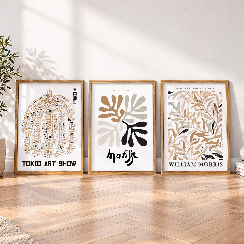 Matisse Kusama Morris Gallery Wall Set of 3 – Neutral Boho Art Prints