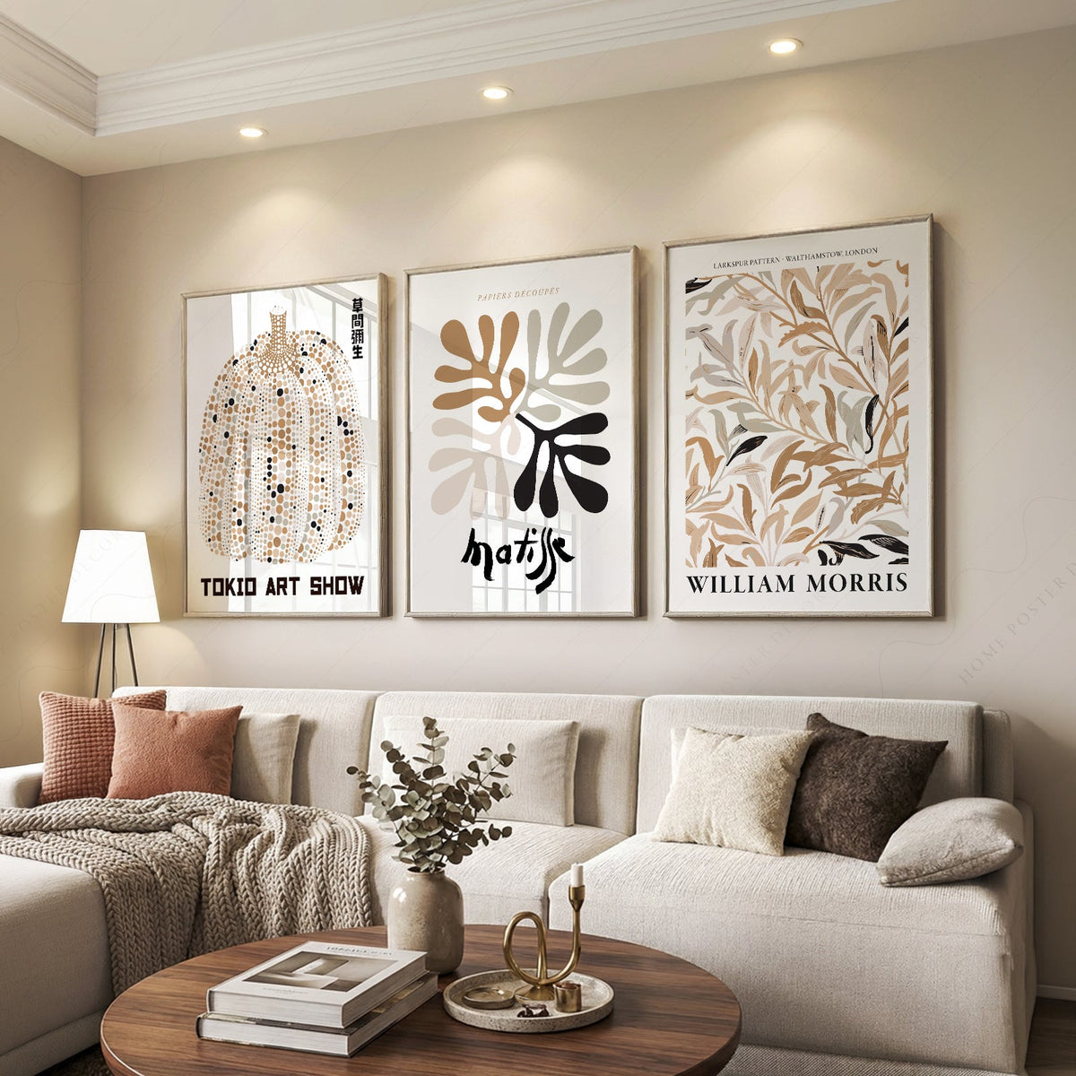 Matisse Kusama Morris Gallery Wall Set of 3 – Neutral Boho Art Prints