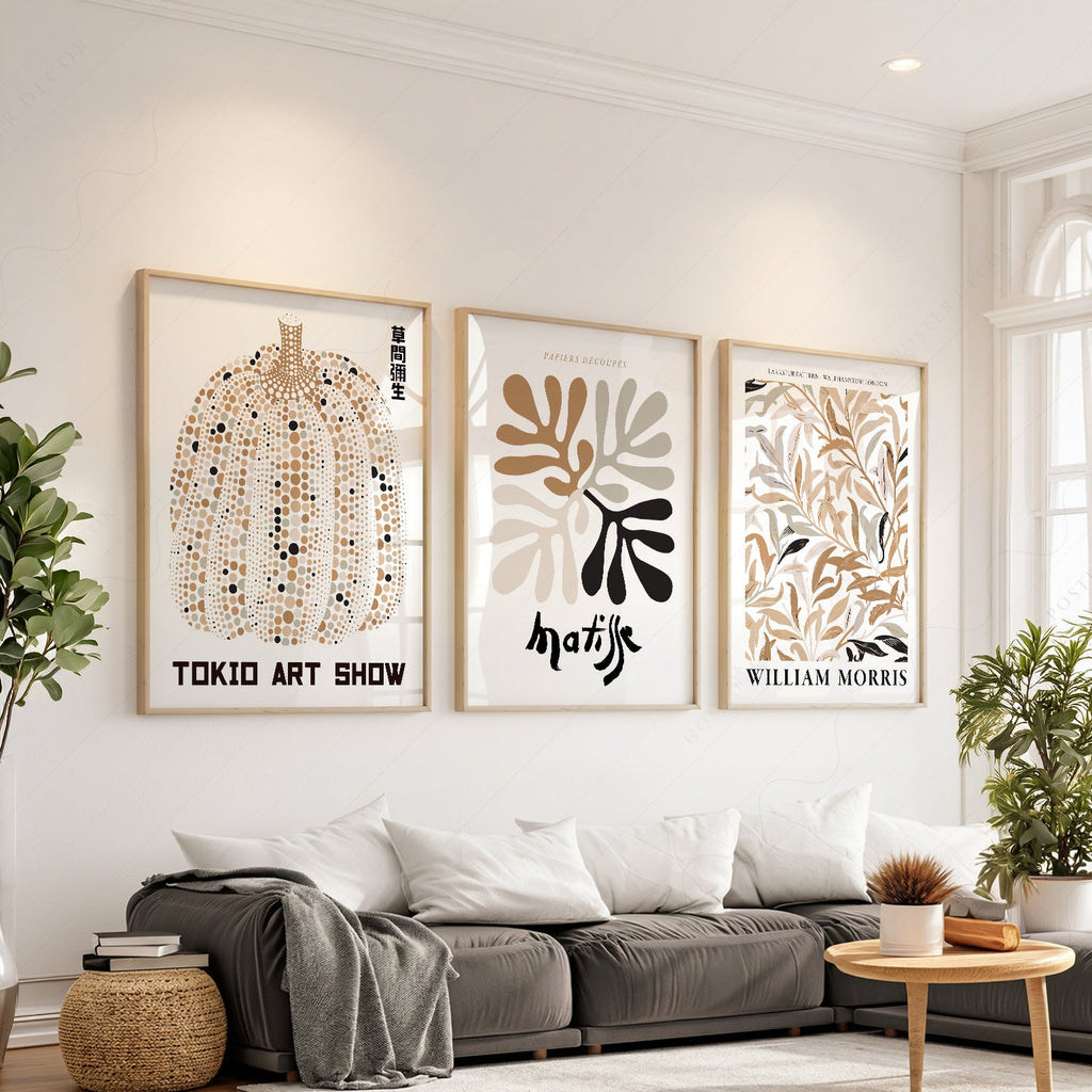 Matisse Kusama Morris Gallery Wall Set of 3 – Neutral Boho Art Prints