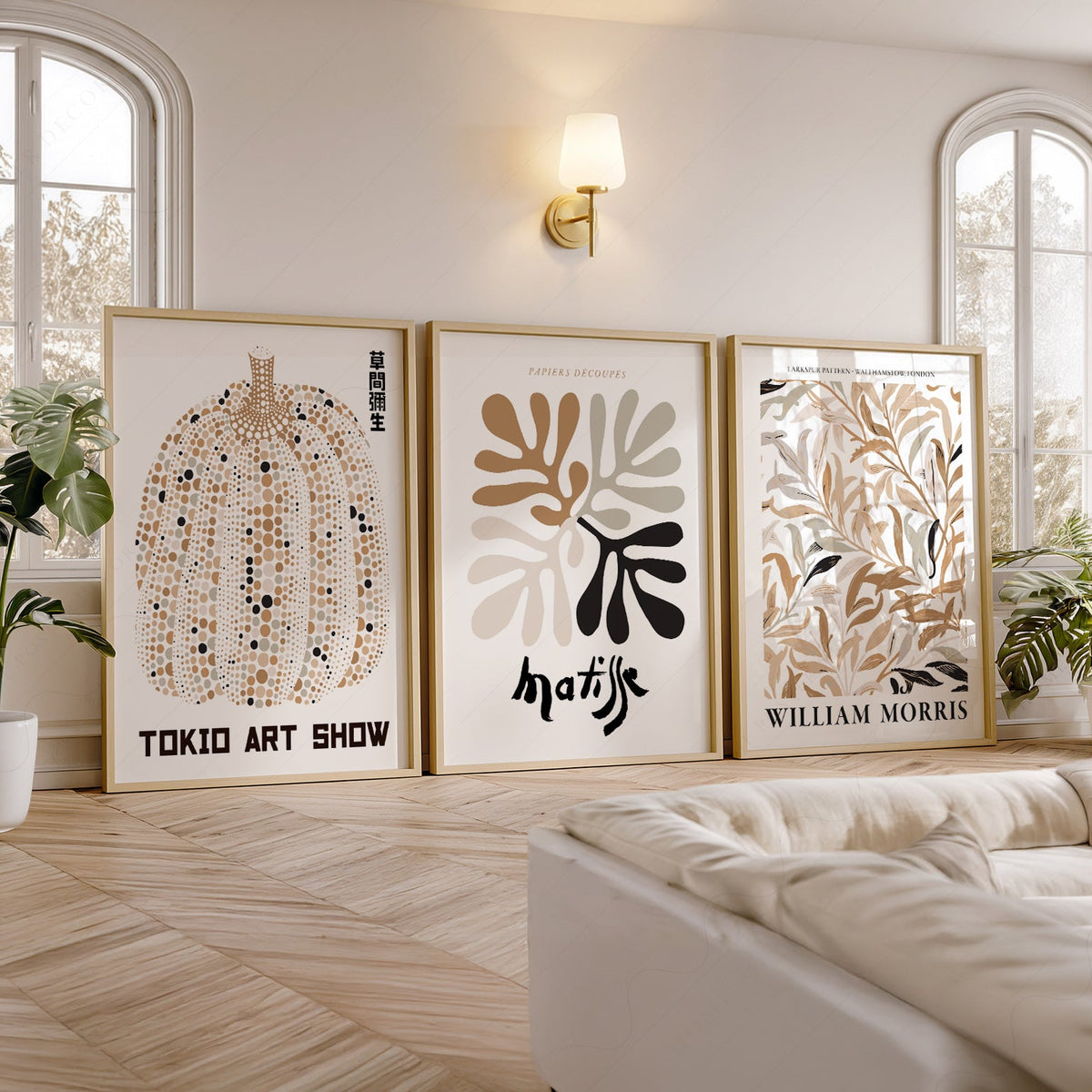 Matisse Kusama Morris Gallery Wall Set of 3 – Neutral Boho Art Prints