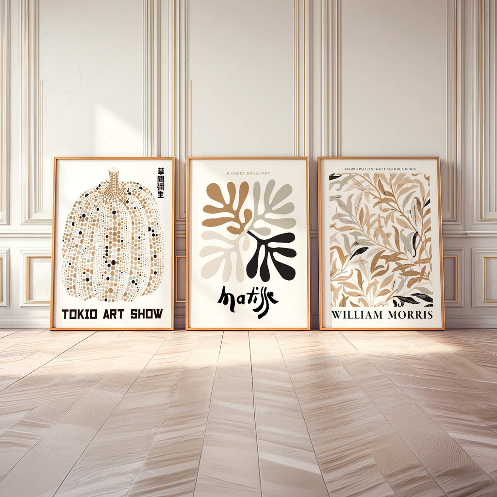Matisse Kusama Morris Gallery Wall Set of 3 – Neutral Boho Art Prints