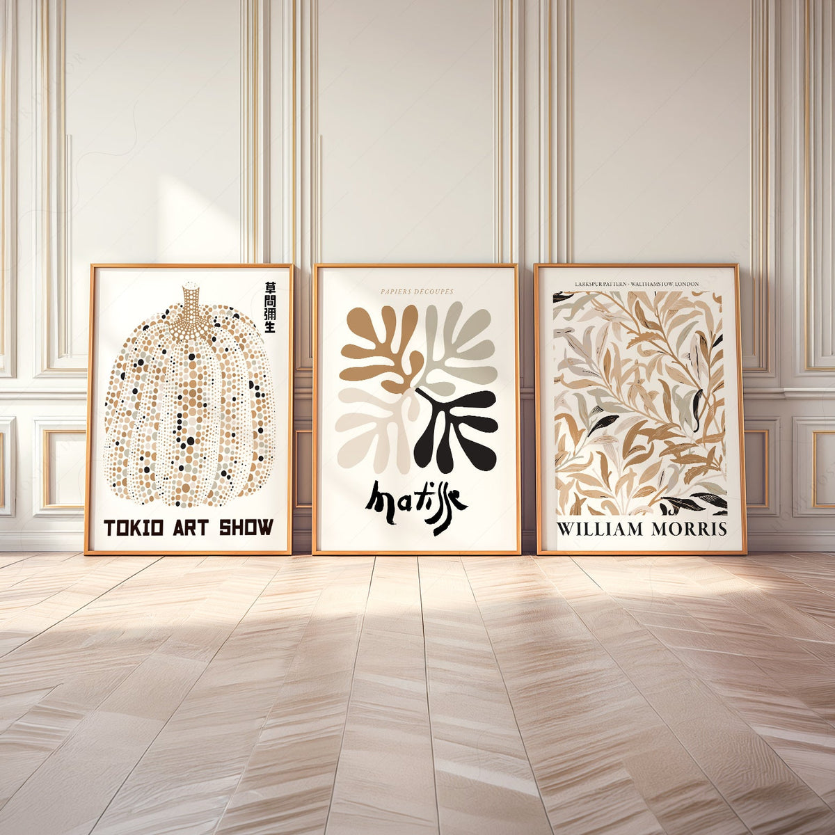 Matisse Kusama Morris Gallery Wall Set of 3 – Neutral Boho Art Prints