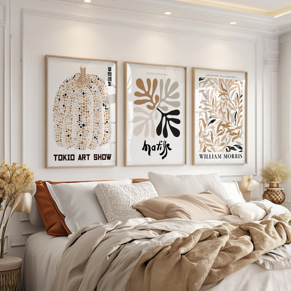 Matisse Kusama Morris Gallery Wall Set of 3 – Neutral Boho Art Prints