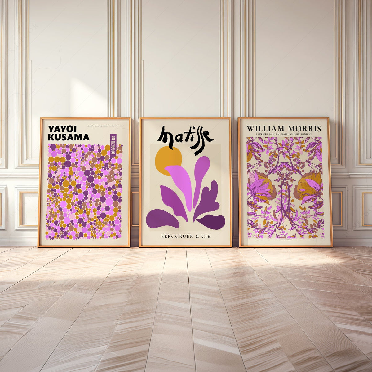 Matisse Morris Kusama Set of 3 Prints – Purple Gallery Wall Art Decor