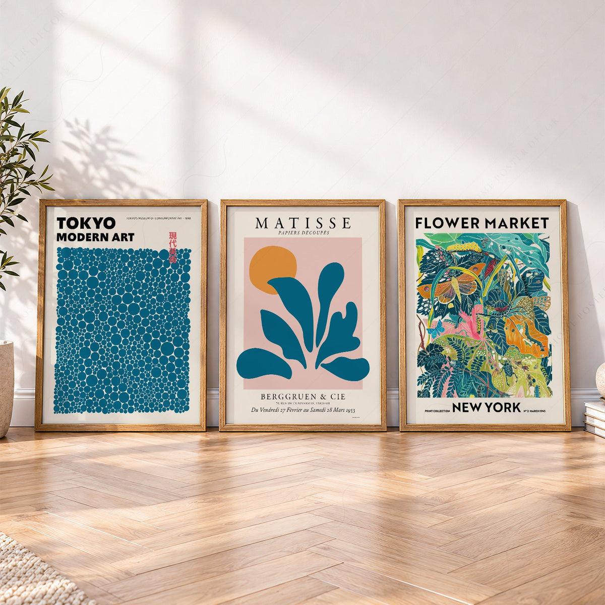 Teal Gallery Wall Set – Matisse Kusama Flower Market Art Prints