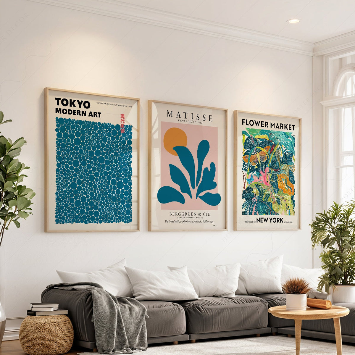 Teal Gallery Wall Set – Matisse Kusama Flower Market Art Prints