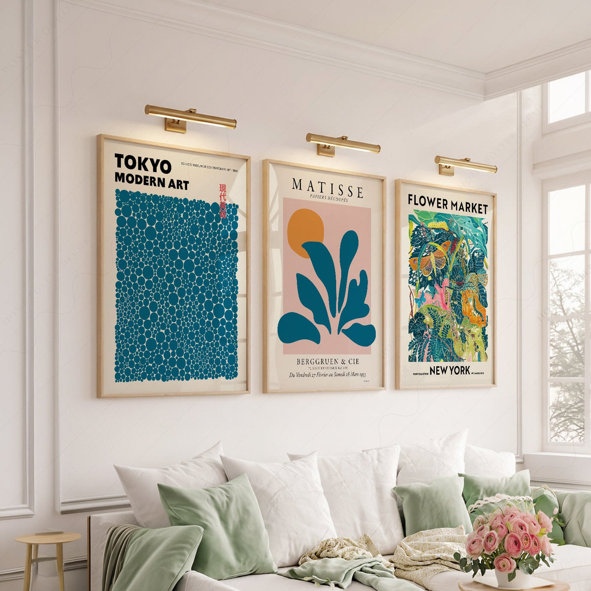 Teal Gallery Wall Set – Matisse Kusama Flower Market Art Prints