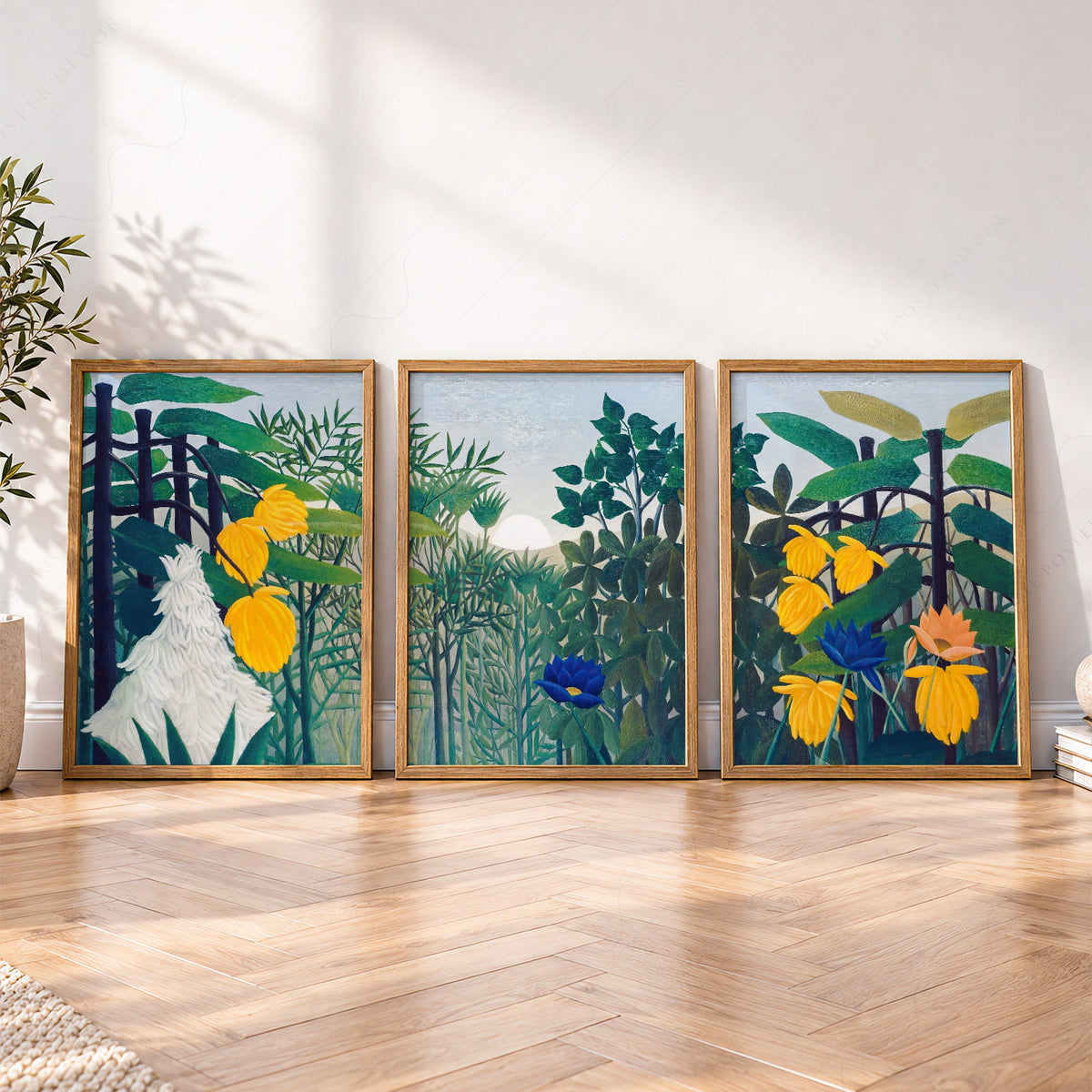 Henri Rousseau The Repast of the Lion Print Set – Tropical Gallery Wall Art