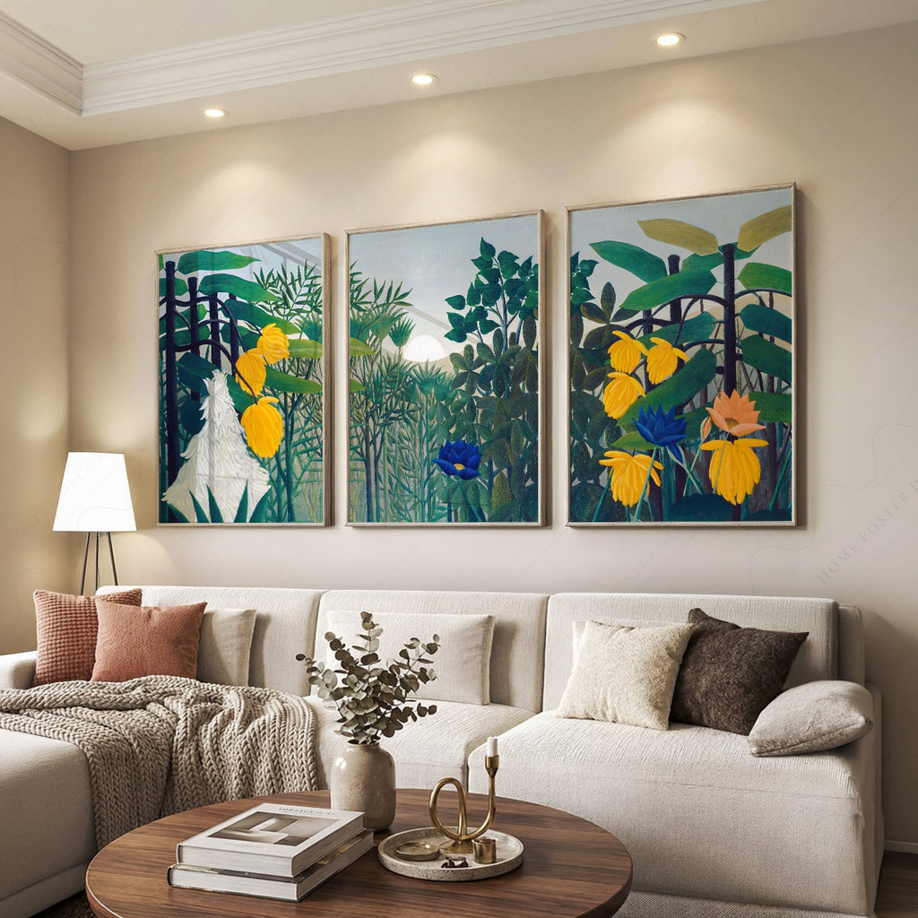 Henri Rousseau The Repast of the Lion Print Set – Tropical Gallery Wall Art