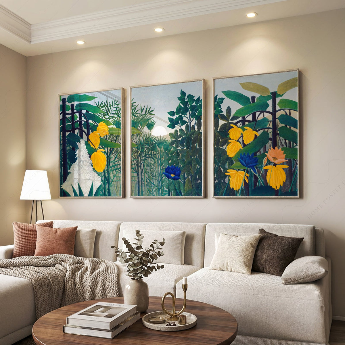 Henri Rousseau The Repast of the Lion Print Set – Tropical Gallery Wall Art