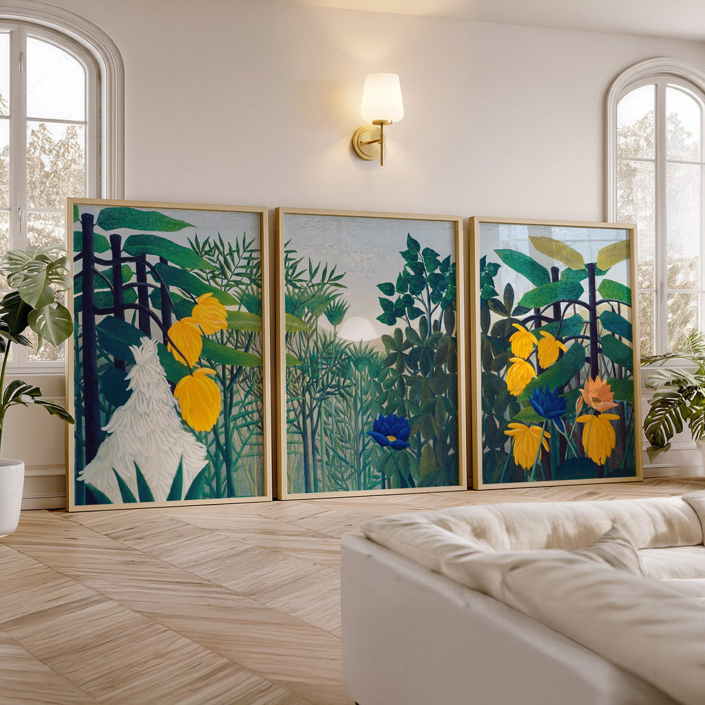Henri Rousseau The Repast of the Lion Print Set – Tropical Gallery Wall Art