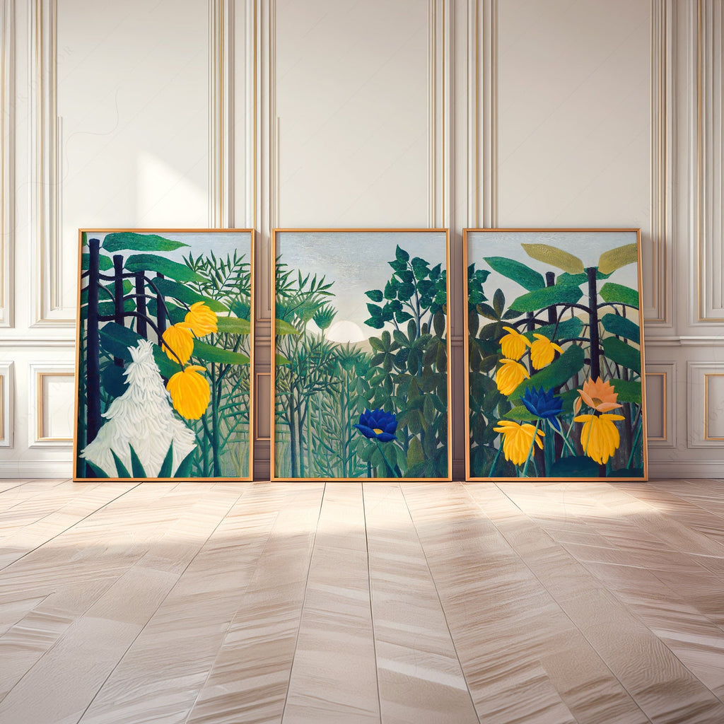 Henri Rousseau The Repast of the Lion Print Set – Tropical Gallery Wall Art