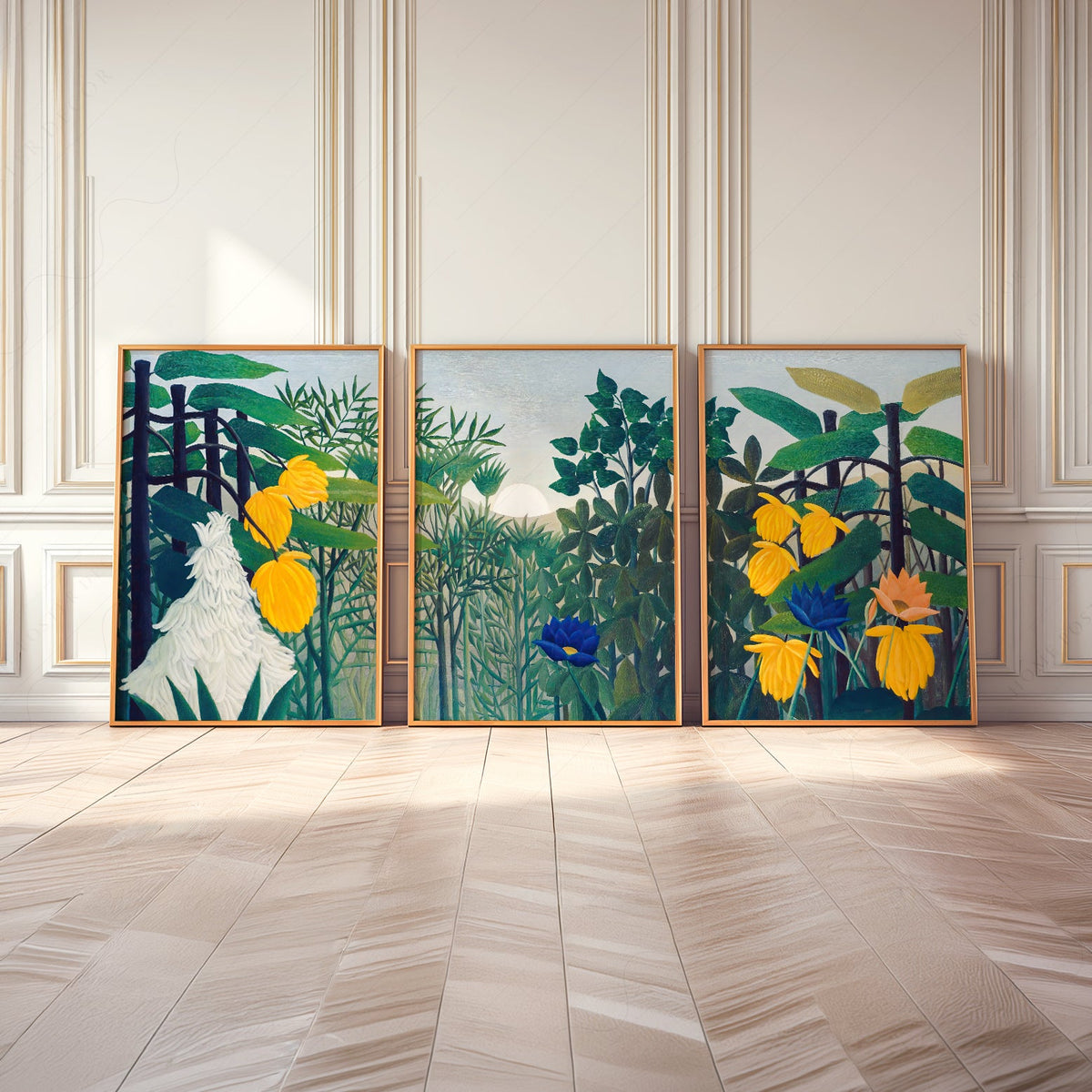 Henri Rousseau The Repast of the Lion Print Set – Tropical Gallery Wall Art
