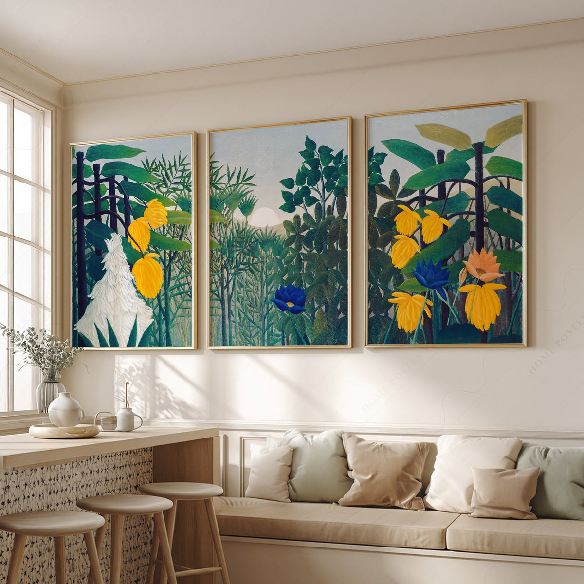 Henri Rousseau The Repast of the Lion Print Set – Tropical Gallery Wall Art