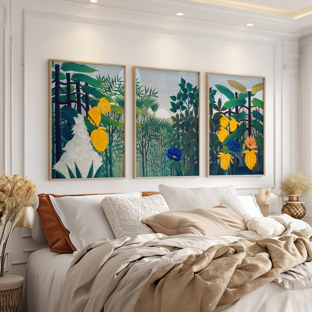 Henri Rousseau The Repast of the Lion Print Set – Tropical Gallery Wall Art