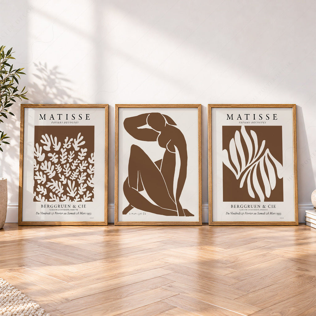 Henri Matisse Set of 3 Art Prints – Neutral Cut-Out Gallery Wall Decor