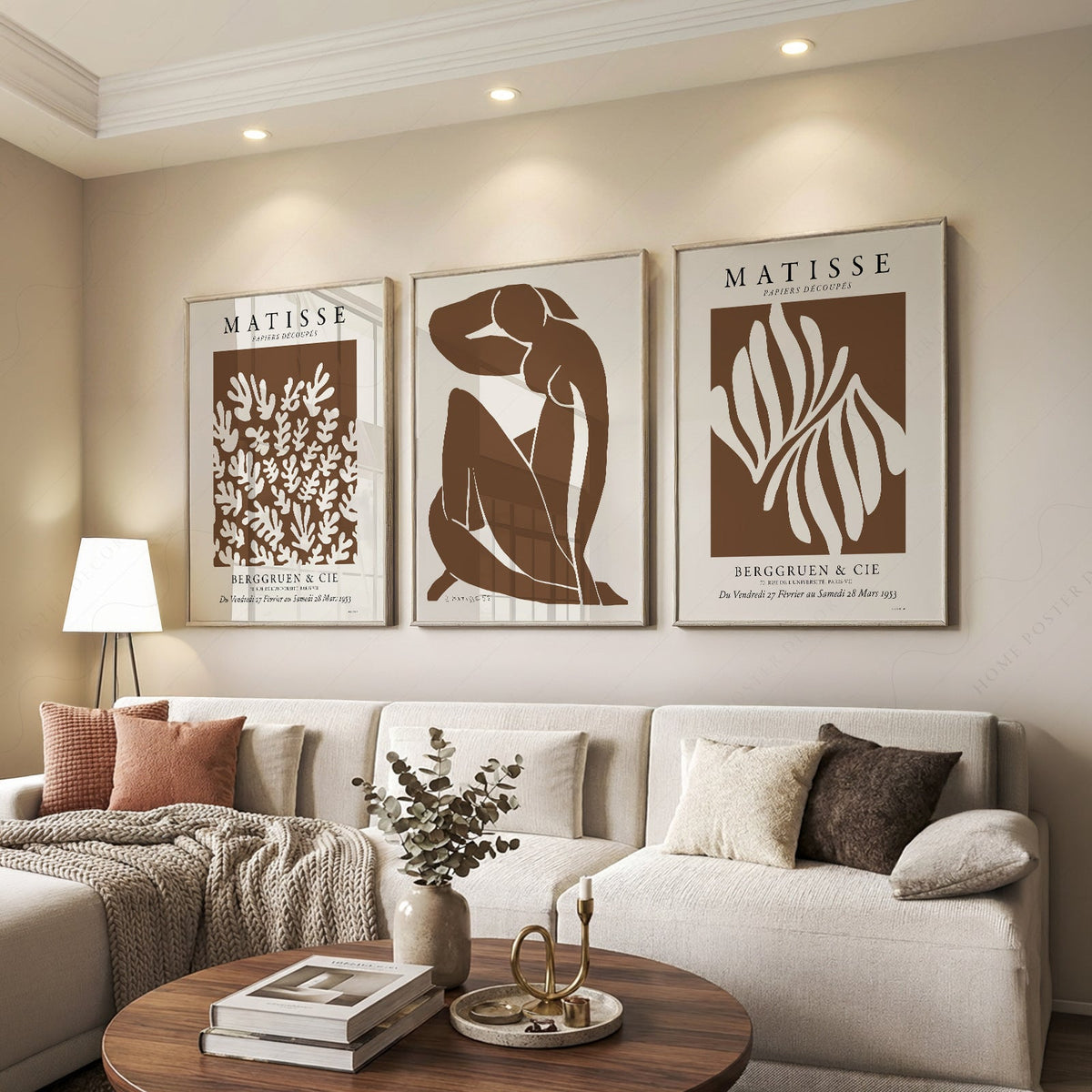 Henri Matisse Set of 3 Art Prints – Neutral Cut-Out Gallery Wall Decor