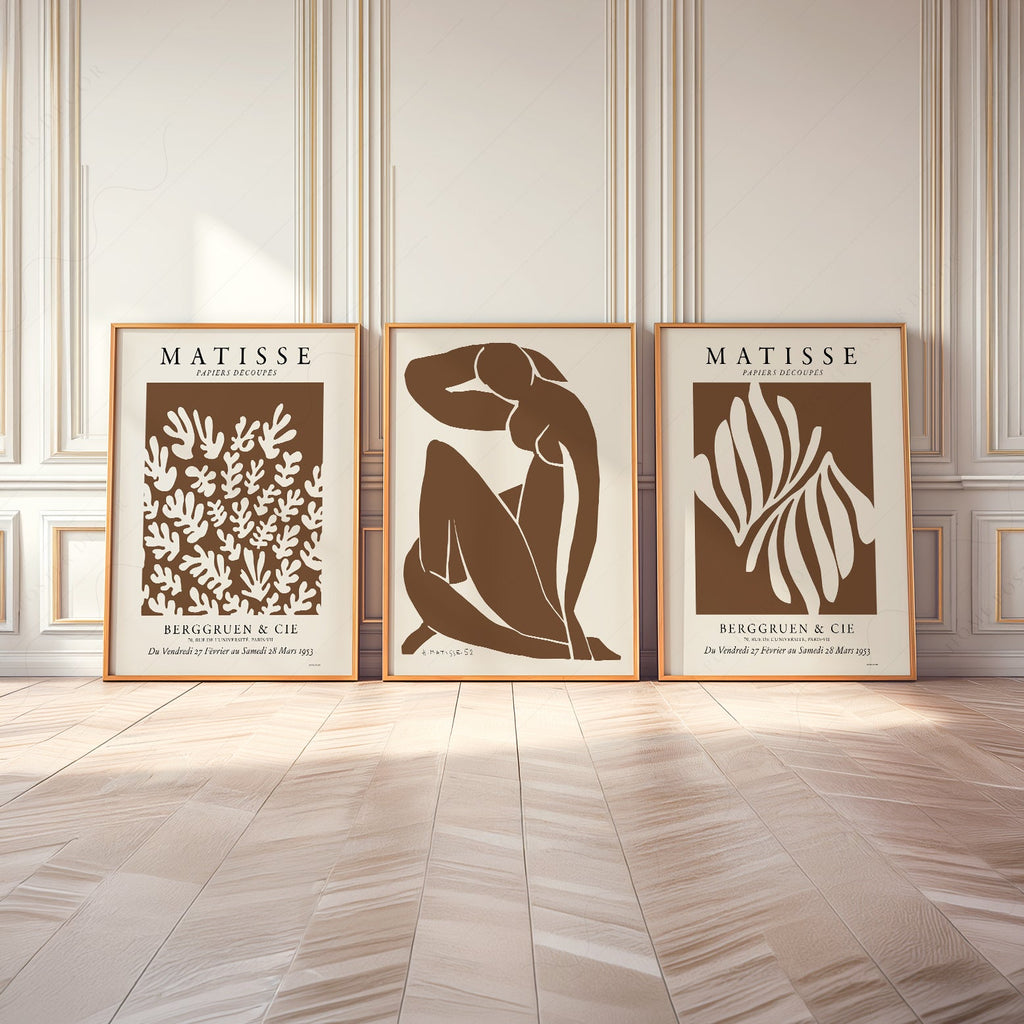 Henri Matisse Set of 3 Art Prints – Neutral Cut-Out Gallery Wall Decor