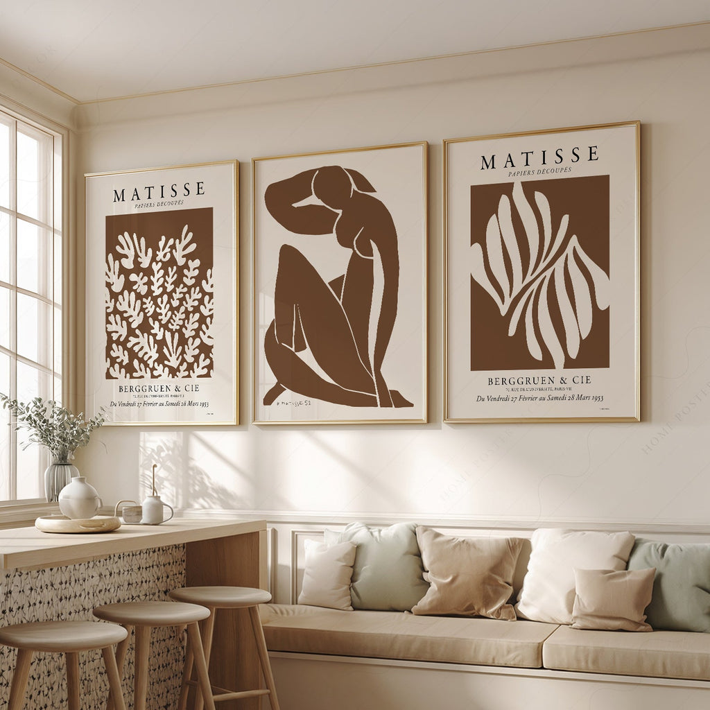 Henri Matisse Set of 3 Art Prints – Neutral Cut-Out Gallery Wall Decor
