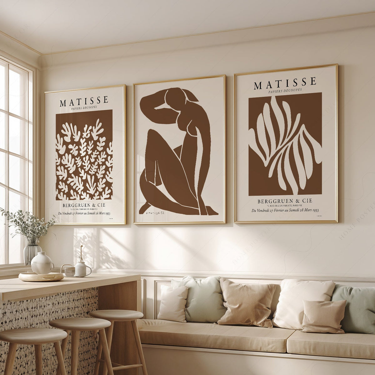 Henri Matisse Set of 3 Art Prints – Neutral Cut-Out Gallery Wall Decor
