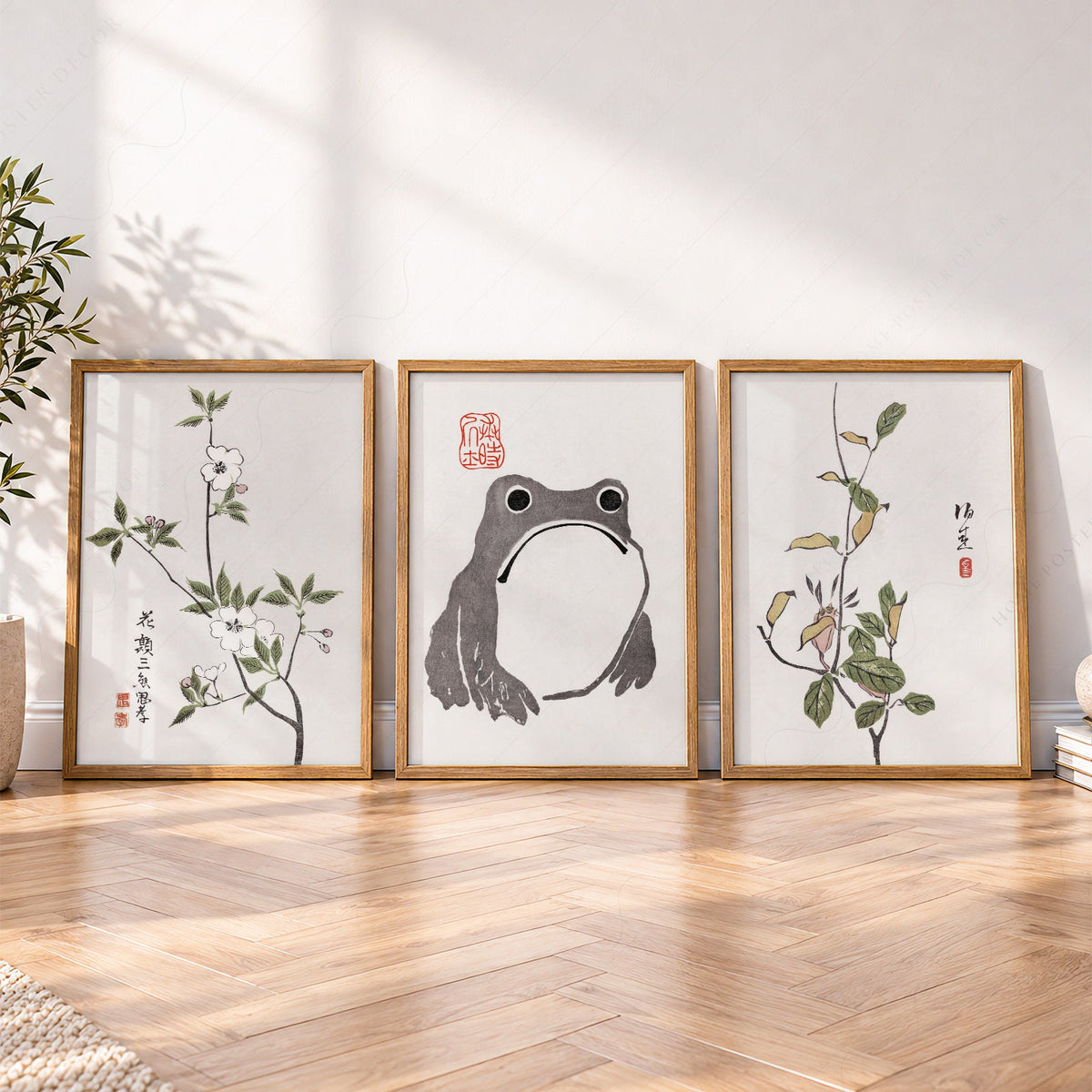Matsumoto Hoji Frog Art Print Set – Japanese Botanical Wall Art Poster