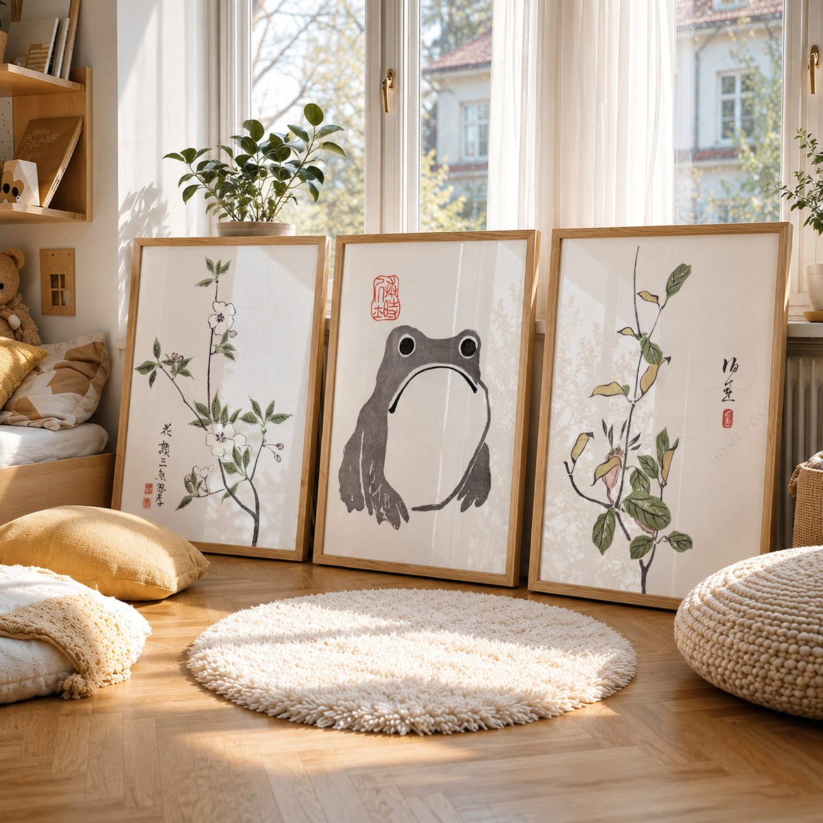 Matsumoto Hoji Frog Art Print Set – Japanese Botanical Wall Art Poster