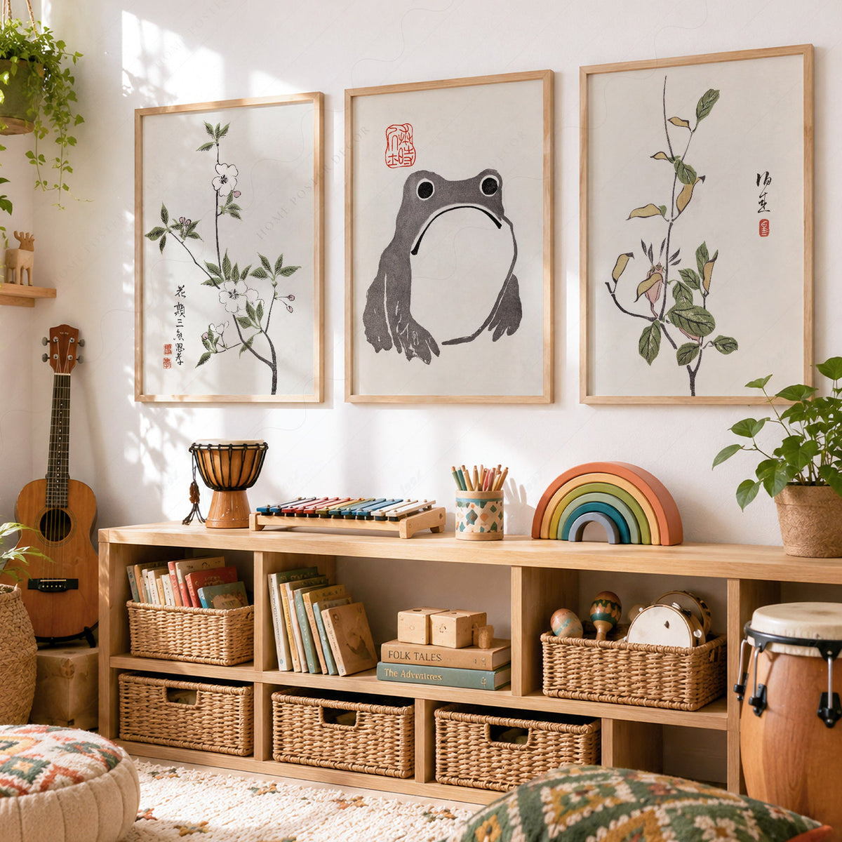 Matsumoto Hoji Frog Art Print Set – Japanese Botanical Wall Art Poster