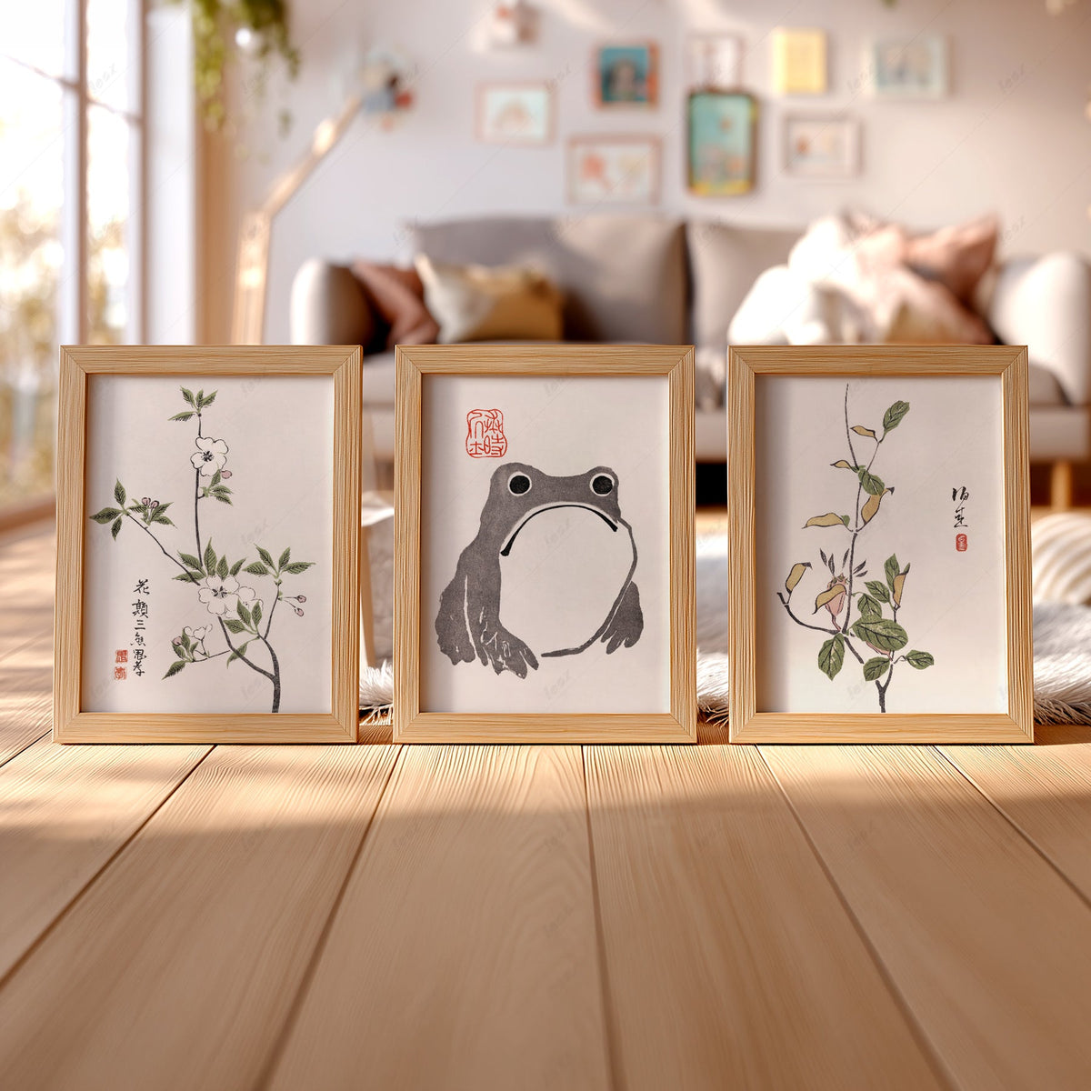 Matsumoto Hoji Frog Art Print Set – Japanese Botanical Wall Art Poster