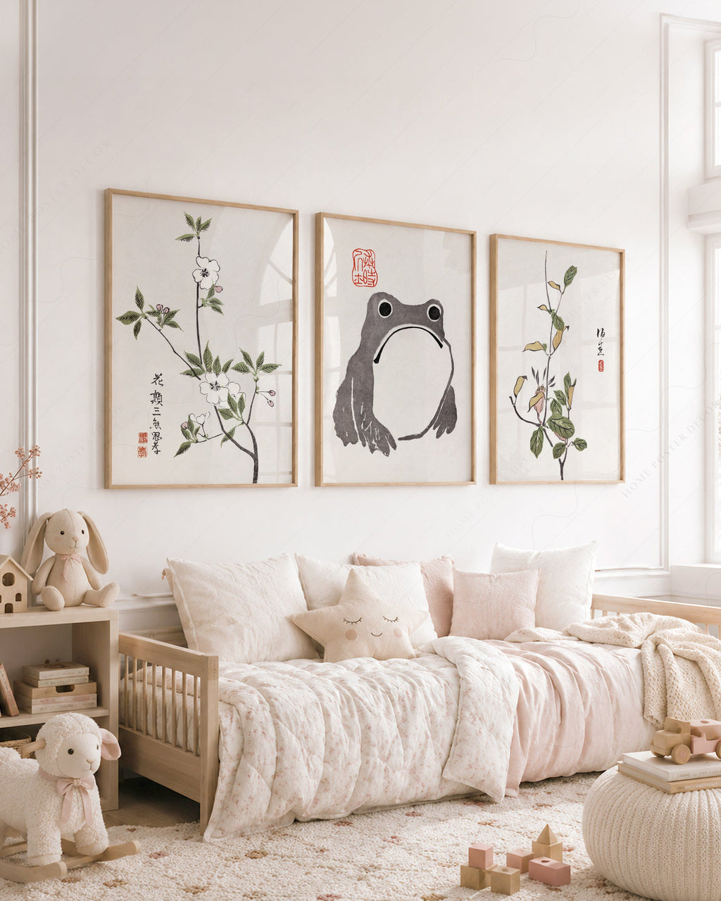 Matsumoto Hoji Frog Art Print Set – Japanese Botanical Wall Art Poster