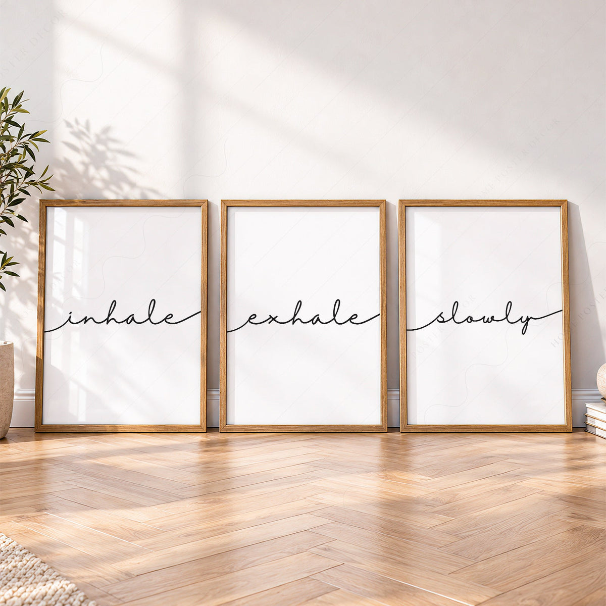Inhale Exhale Slowly Print Set of 3 – Minimalist Zen Wall Art Posters