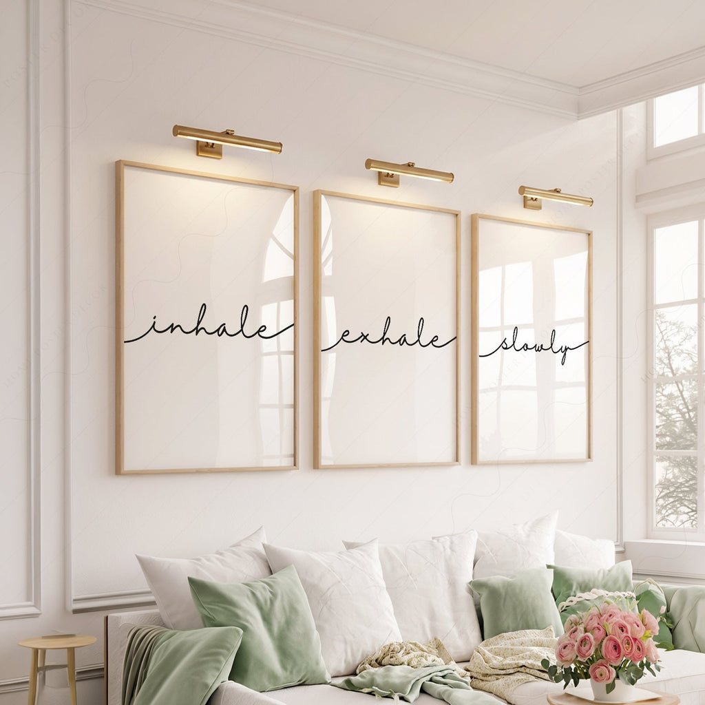 Inhale Exhale Slowly Print Set of 3 – Minimalist Zen Wall Art Posters