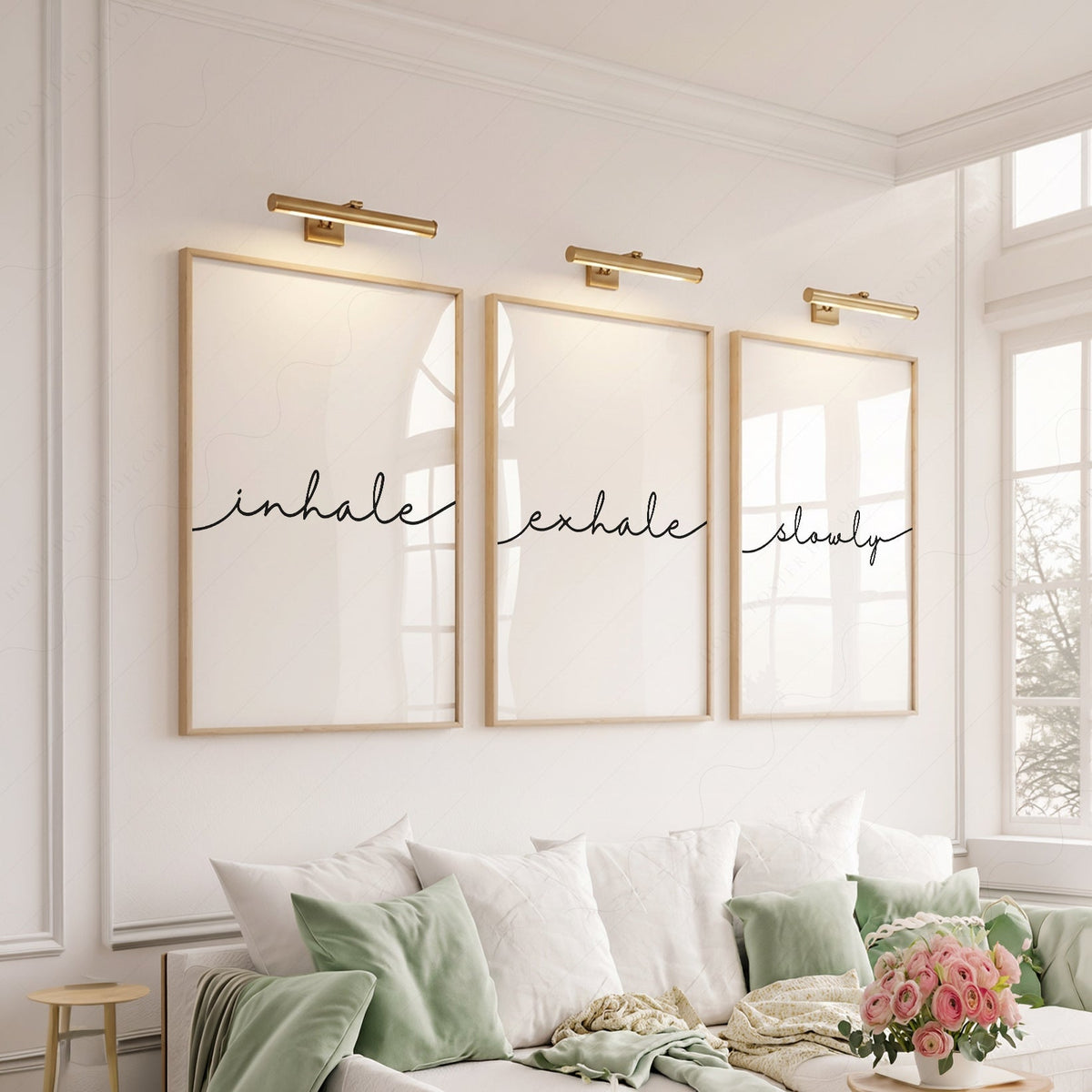 Inhale Exhale Slowly Print Set of 3 – Minimalist Zen Wall Art Posters