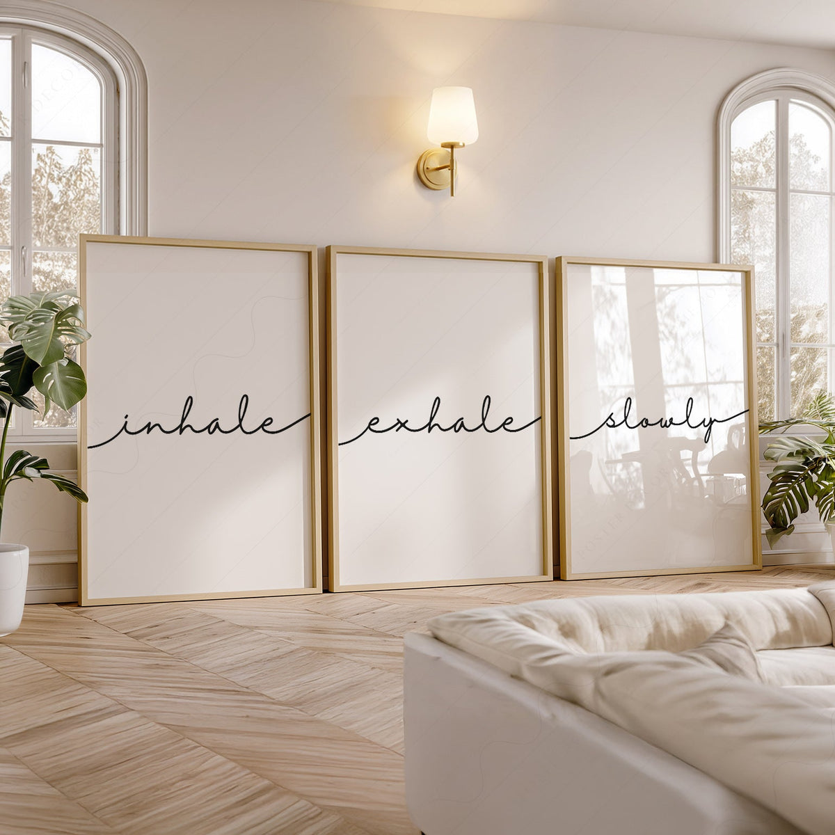 Inhale Exhale Slowly Print Set of 3 – Minimalist Zen Wall Art Posters