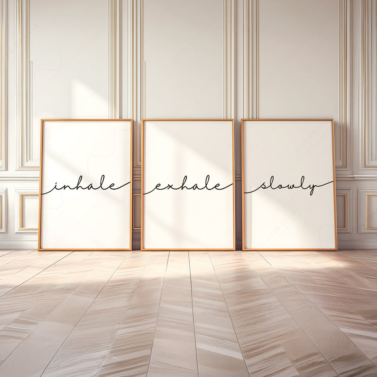 Inhale Exhale Slowly Print Set of 3 – Minimalist Zen Wall Art Posters