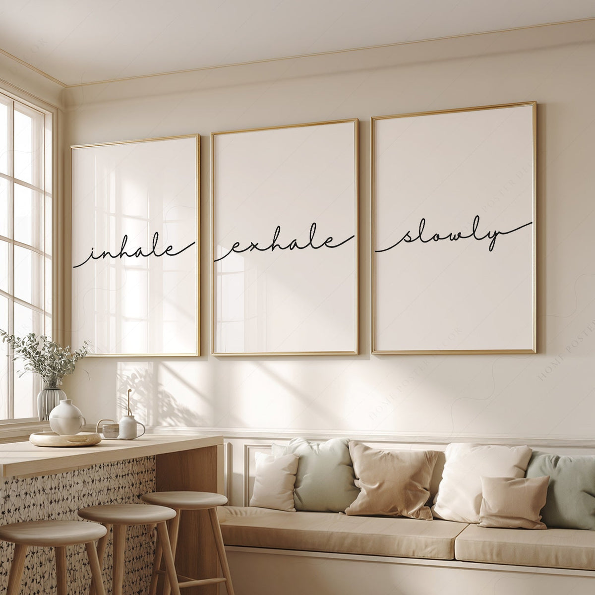 Inhale Exhale Slowly Print Set of 3 – Minimalist Zen Wall Art Posters