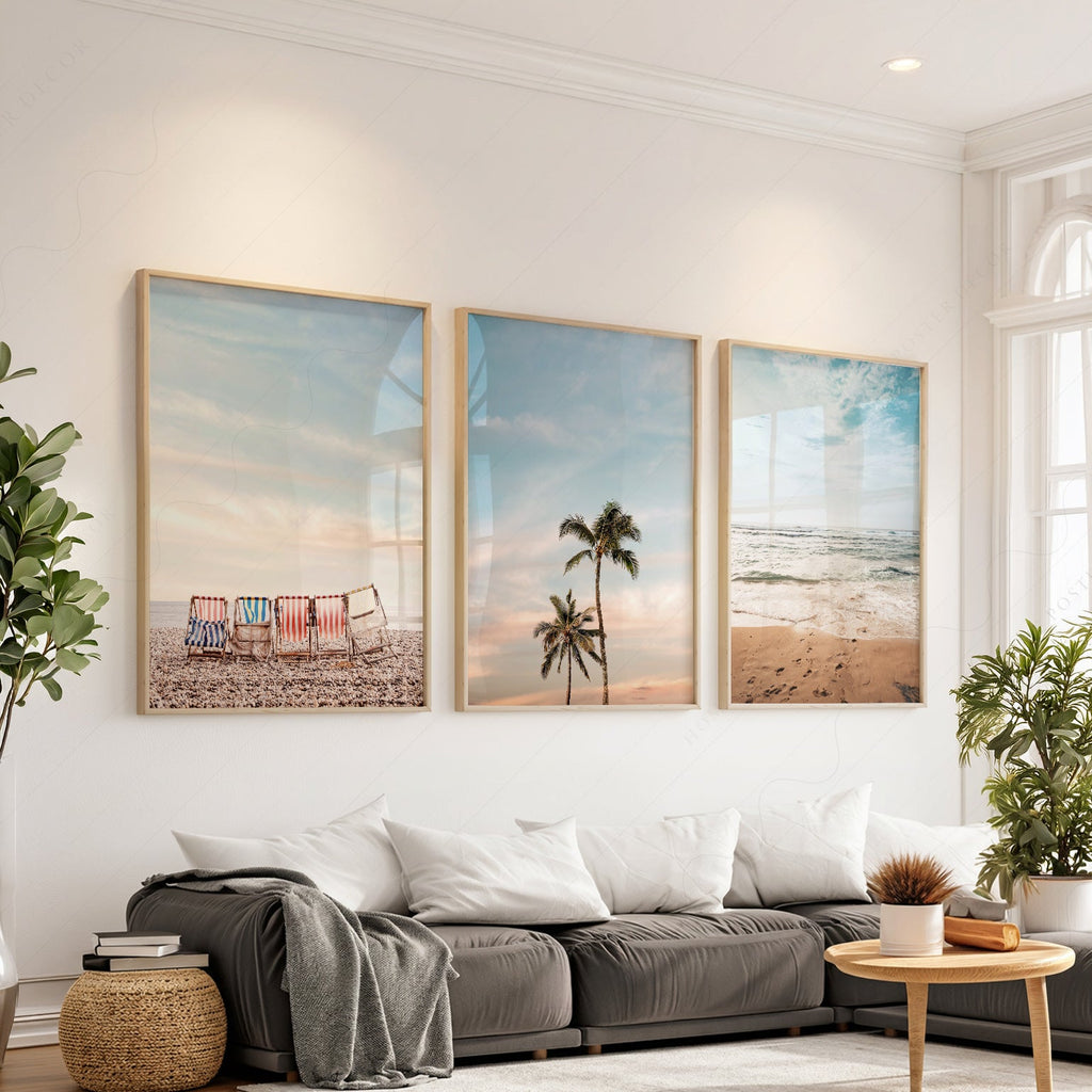 Ensemble de 3 affiches d'art de plage – Décor bohème photographie côtière océan