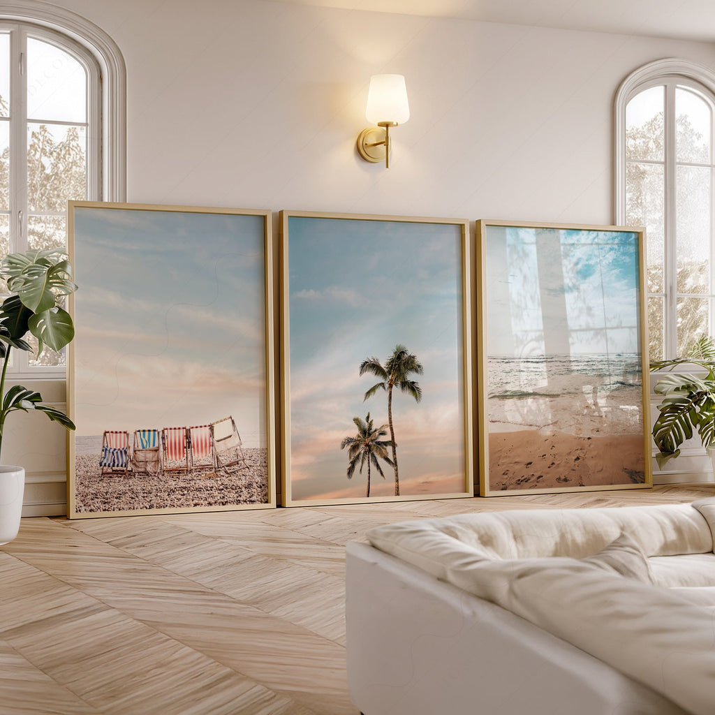 Ensemble de 3 affiches d'art de plage – Décor bohème photographie côtière océan