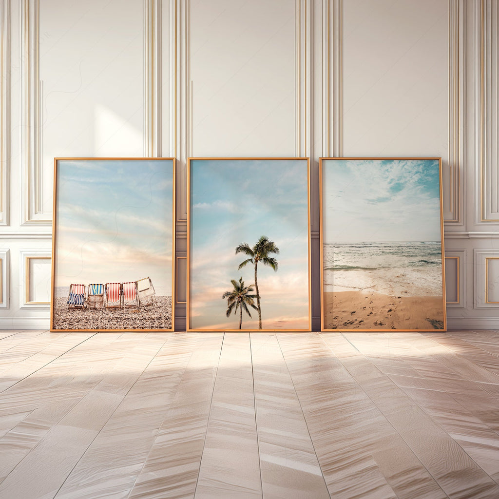 Ensemble de 3 affiches d'art de plage – Décor bohème photographie côtière océan