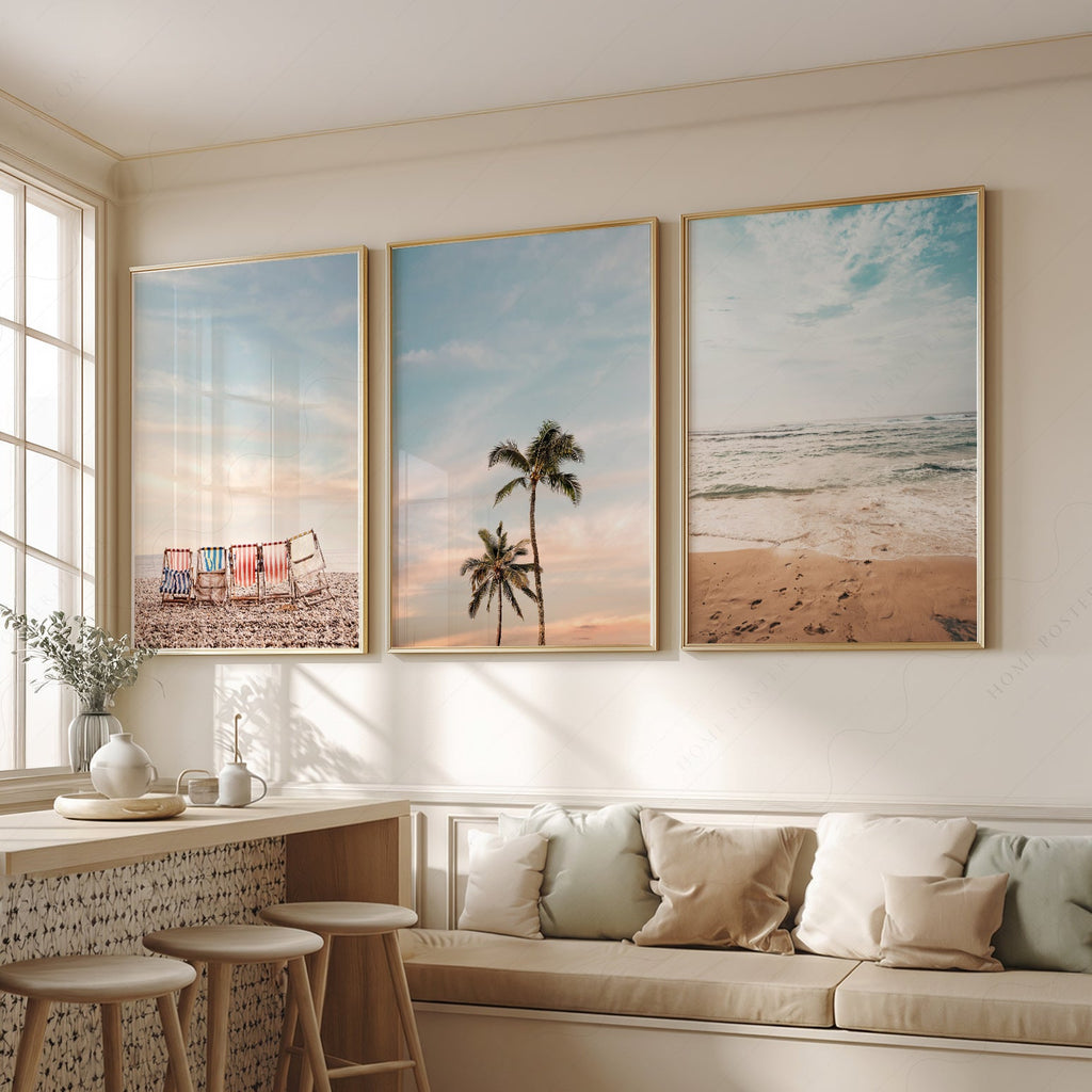 Ensemble de 3 affiches d'art de plage – Décor bohème photographie côtière océan