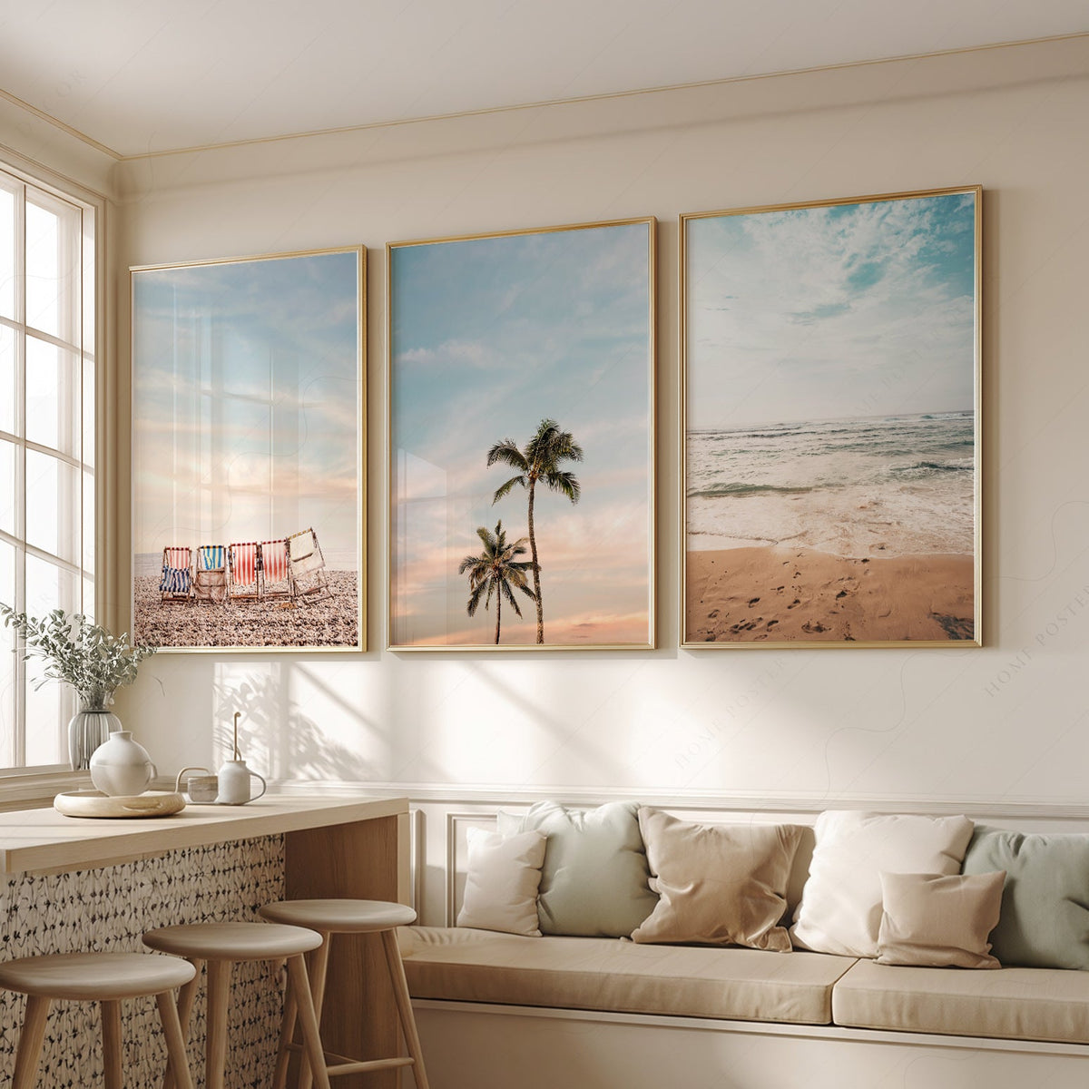 Ensemble de 3 affiches d'art de plage – Décor bohème photographie côtière océan