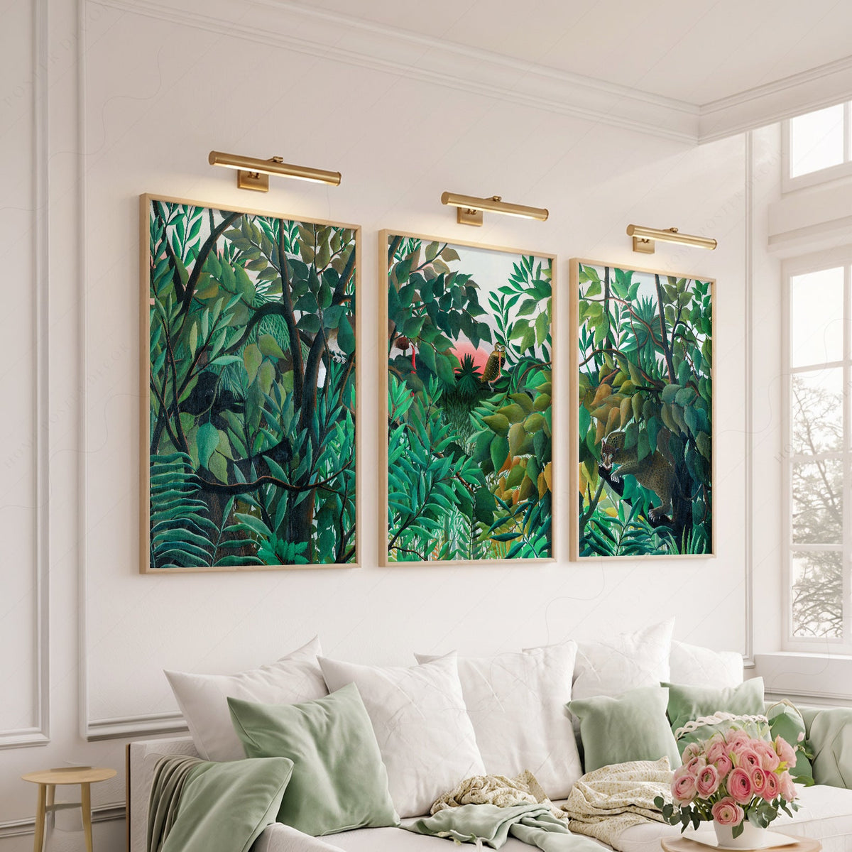 Henri Rousseau Jungle - Ensemble de 3 reproductions d'art - Art mural forêt tropicale