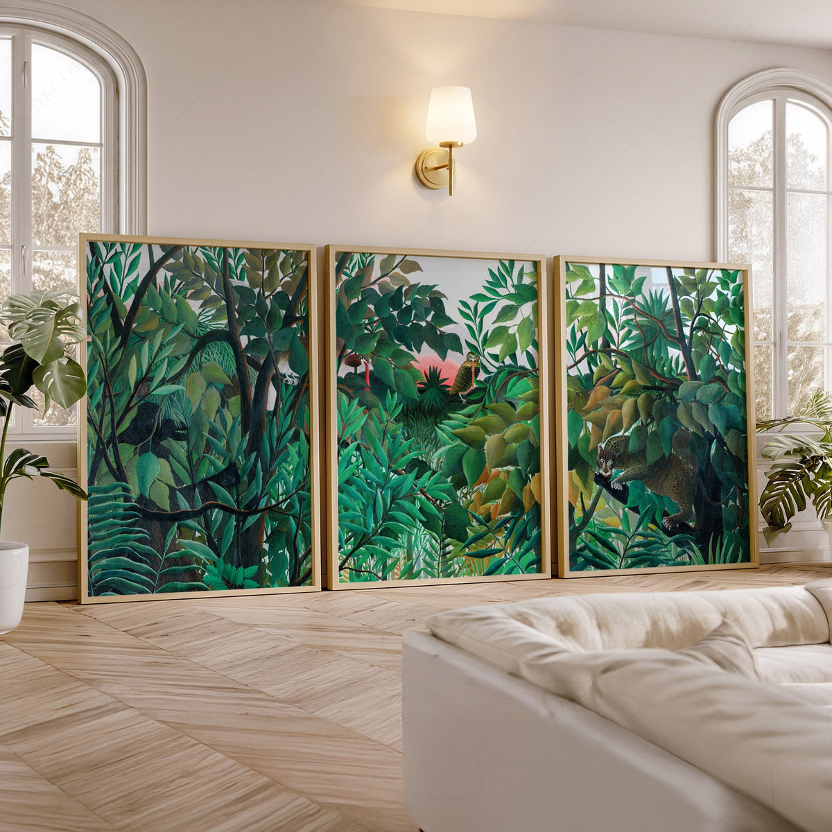 Henri Rousseau Jungle - Ensemble de 3 reproductions d'art - Art mural forêt tropicale